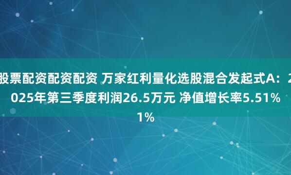股票配资配资配资 万家红利量化选股混合发起式A：2025年第三季度利润26.5万元 净值增长率5.51%